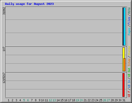 Daily usage for August 2023